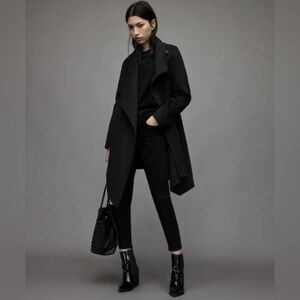 ALL SAINTS Monument Wool Blend Cape Coat – Black – Size US 2